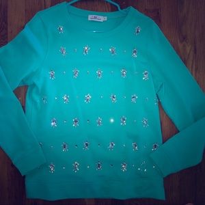 Vineyard Vines Turquoise Sweater with rhinestones